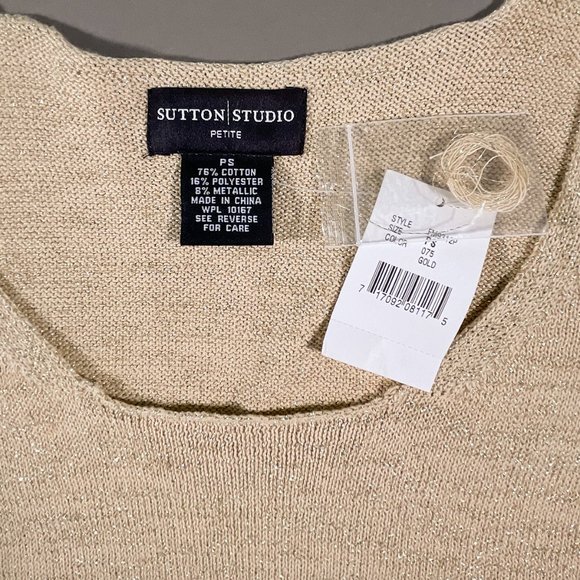 Sutton Studio Petite Gold Sparkle Sleeveless Tank Top‎ Size PS - Picture 10 of 12